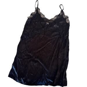 New Black Satin & Lace slip dress LBD nwt silky satin mini adjustable NWT 6 & 10